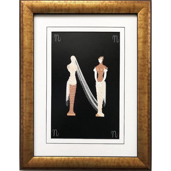 Erte "N" CUSTOM FRAMED Vintage Print Art Deco Alphabet Letter Suite Generic