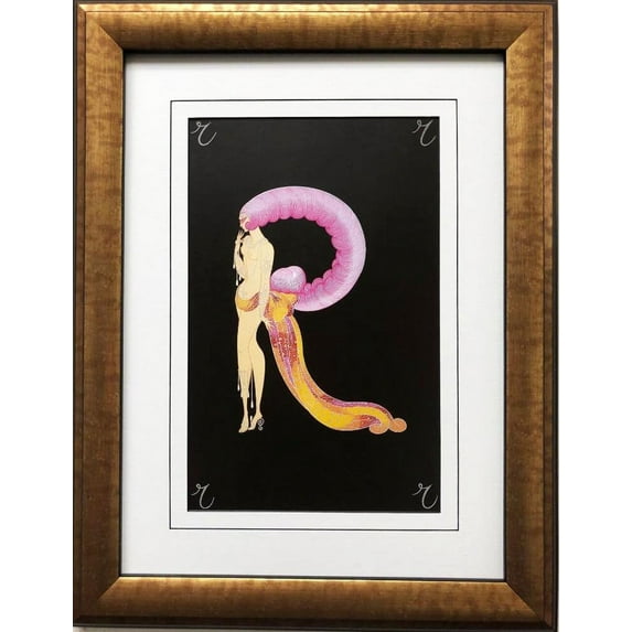 Erte "R" CUSTOM FRAMED Vintage Print Art Deco Alphabet Letter Suite Generic