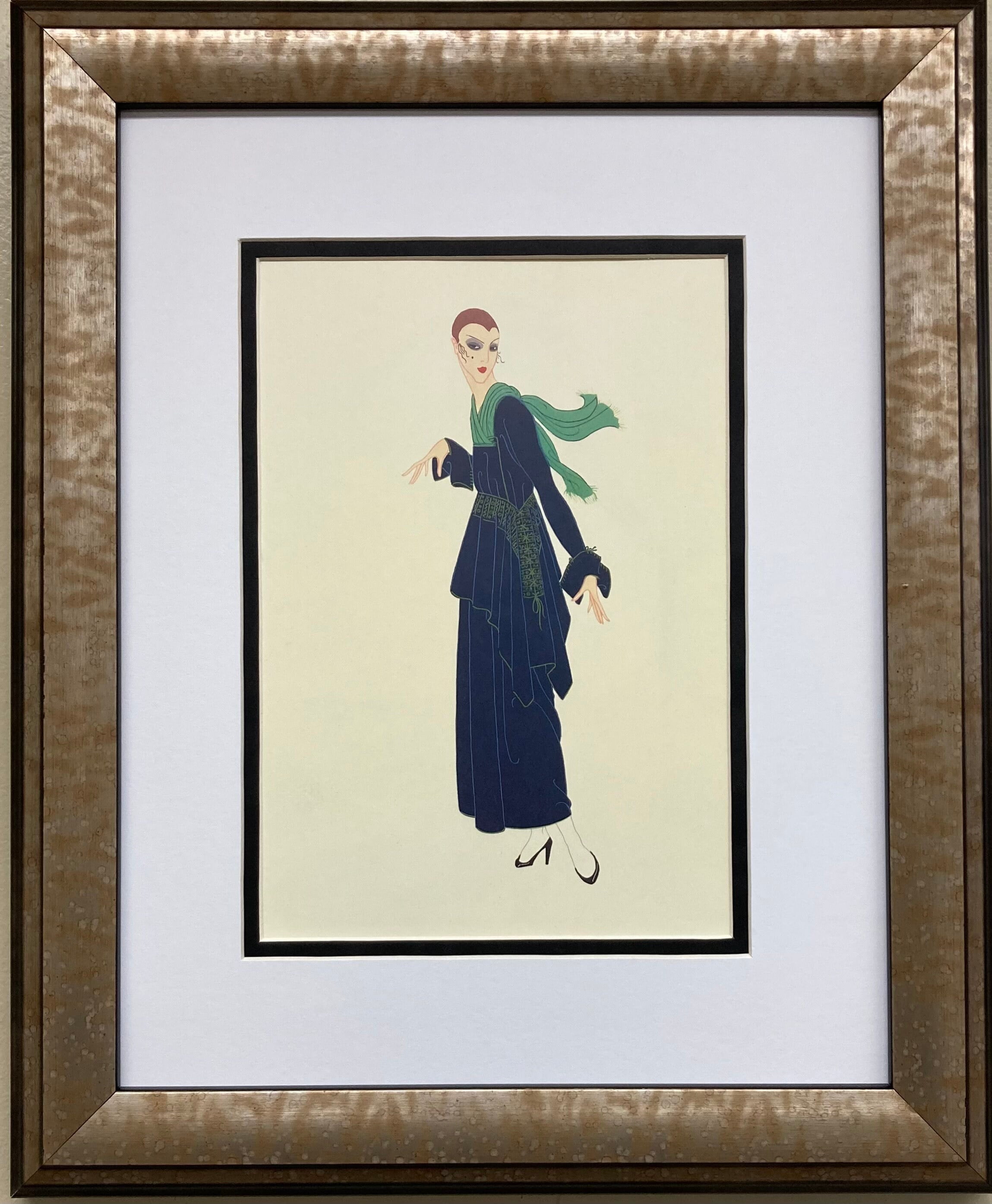 erte dress designs Peacock Costume by Ert 1922 Art Deco Fashion Illustration Archival Quality