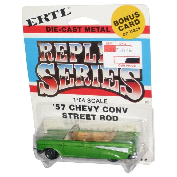 Ertl Replica Series 1/64 Scale Green '57 Chevy Conv Street Rod Toy Car