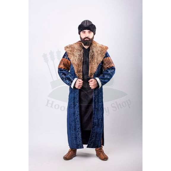 Ertugrul Ghazi Uc Bey Kaftan Dress Costume Medieval Robe Kaftan Silk robes and Kimonos Ottoman Dress Kaftan Shirt Fathers Day Gift For Him