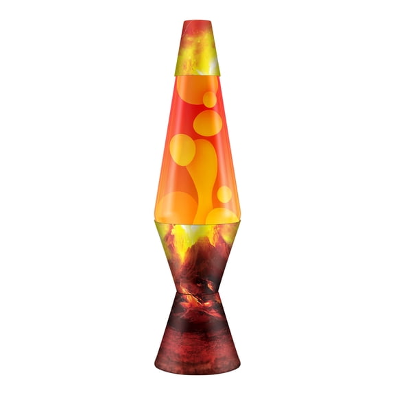 Erupting Volcano 14.5" Lava Lamp | Clear Fluid with Yellow Lava | Aluminum Base