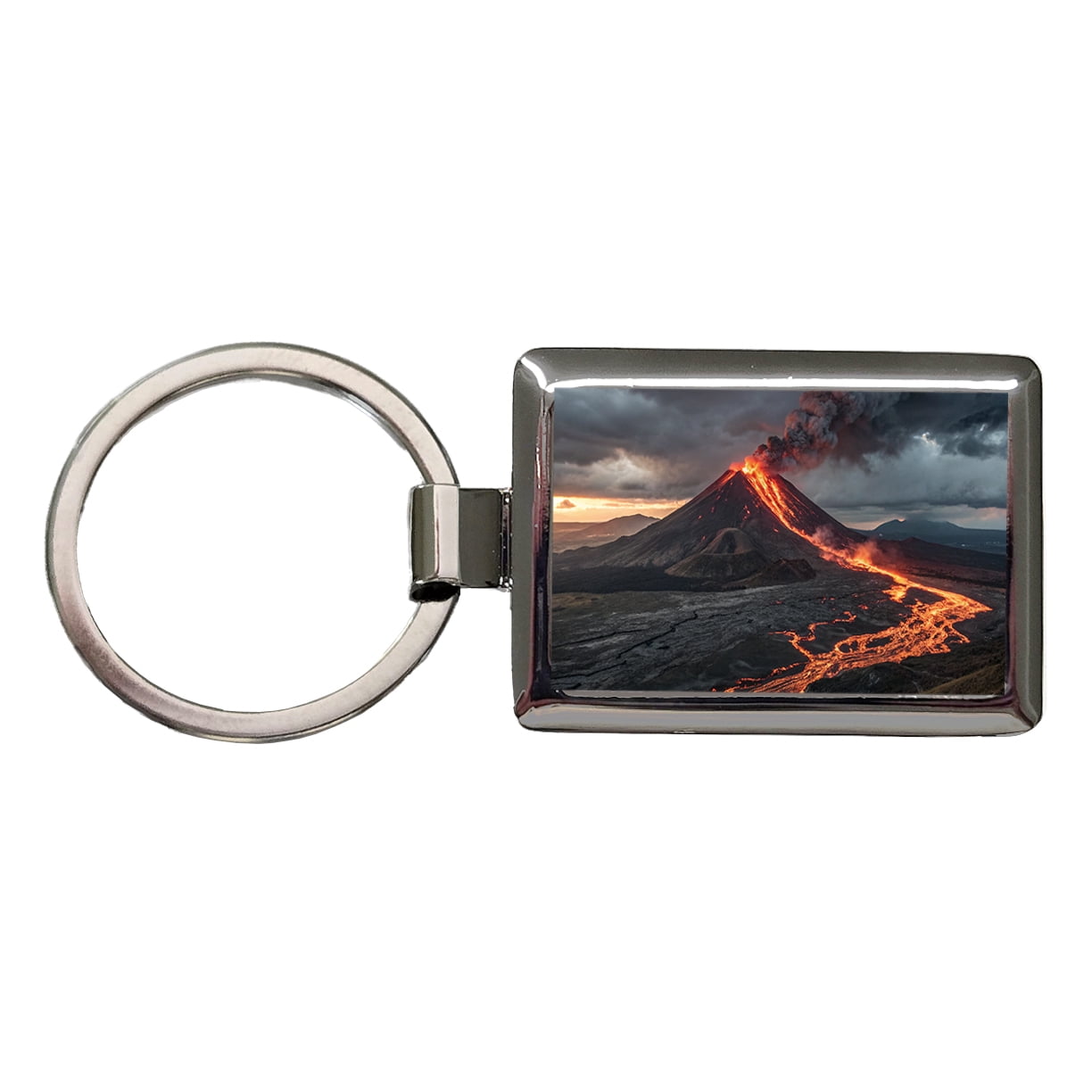 Lava Volcano Key Chain Erupting Volcano With Flowing Lava Metal Rectangle Keychain - Walmart.com