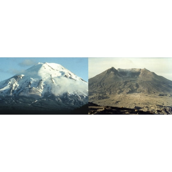 Before And After The Eruption Of Mount Saint Helens. The Volcano Lost Over 1 300 Of Its 9 677 Foot Height When It Erupted On May 17 1980. History (24 x 18)