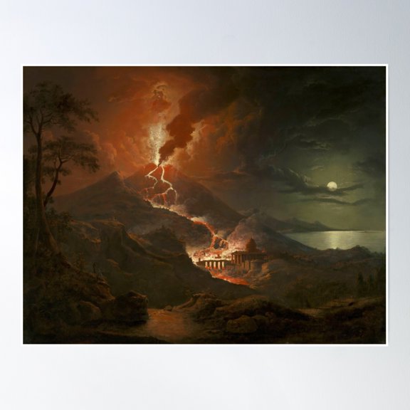 Eruption Of Vesuvius With Destruction Of A Roman City - Sebastian Pether 1824 Poster Wall Art, Modern Wall Decor, 16x24 UNFRAMED