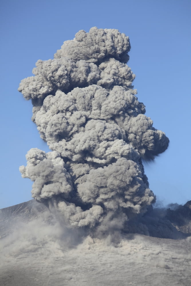 Eruption of Sakurajima volcano Japan Canvas Art - Richard RoscoeStocktrek Images (23 x 35)