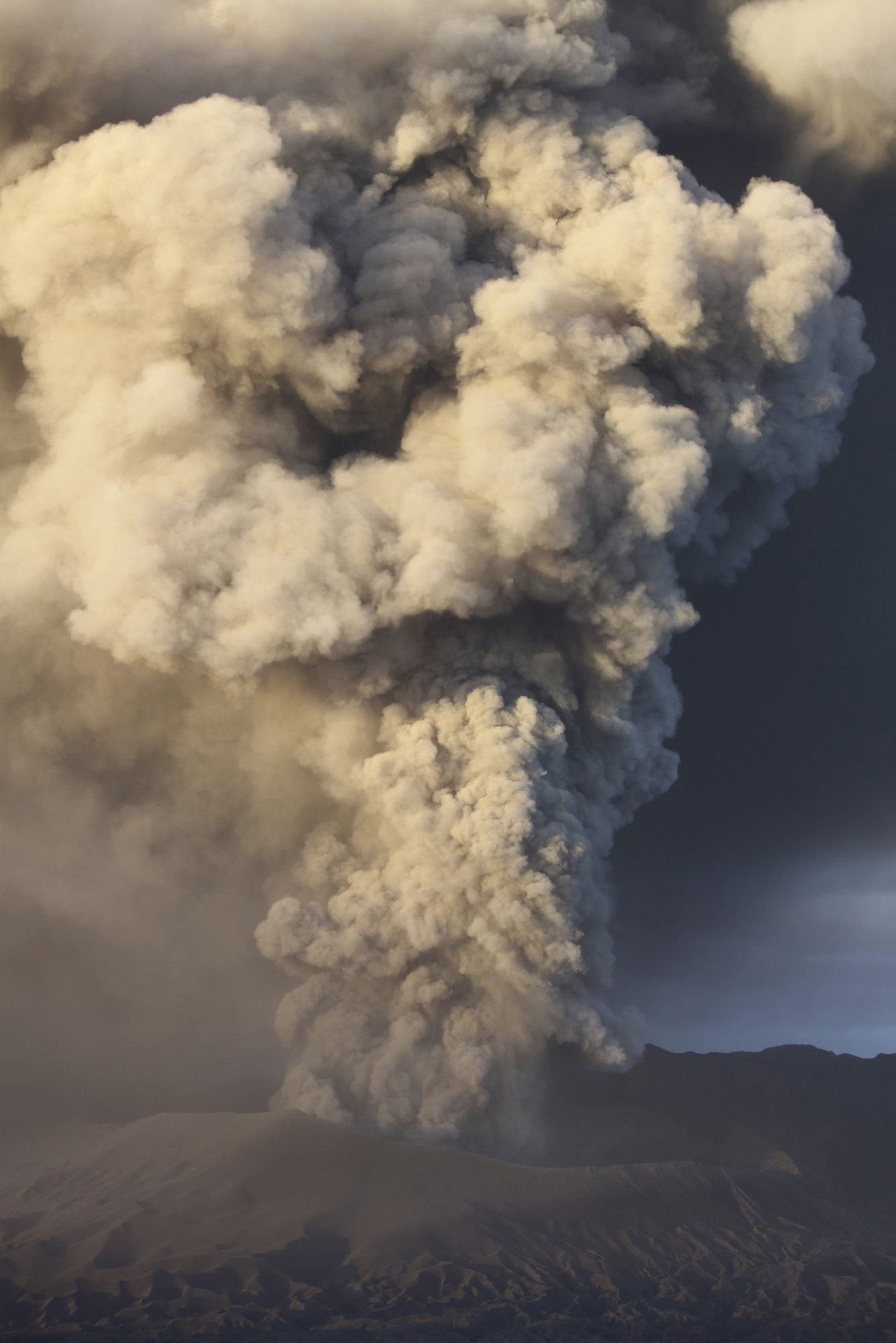 Eruption of ash cloud from Mount Bromo volcano Tengger Caldera Java Indonesia Canvas Art - Richard RoscoeStocktrek Images (23 x 35)