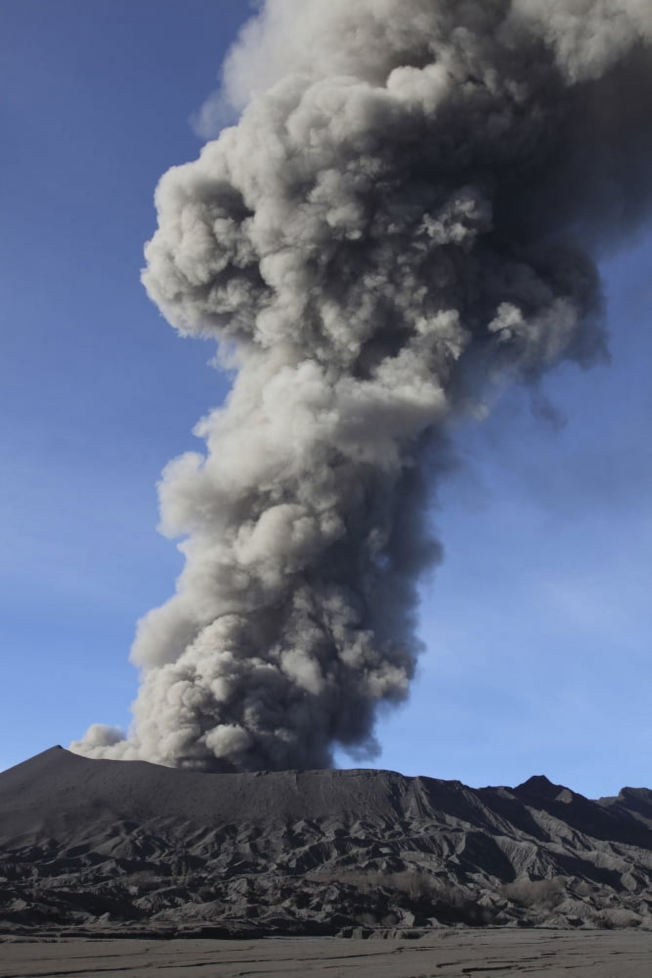 Eruption of ash cloud from crater of Mount Bromo Tengger Caldera Java Indonesia Canvas Art - Richard RoscoeStocktrek Images (12 x 18)