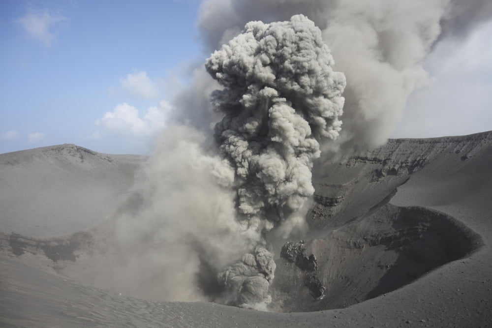 Eruption of volcanic ash summit craters Yasur Volcano Tanna Island Vanuatu Canvas Art - Richard RoscoeStocktrek Images (18 x 12)
