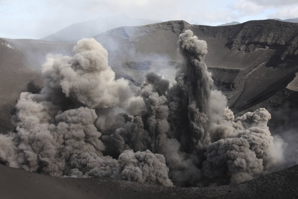 Eruption of volcanic ash summit craters Yasur Volcano Tanna Island Vanuatu Canvas Art - Richard RoscoeStocktrek Images (35 x 23)