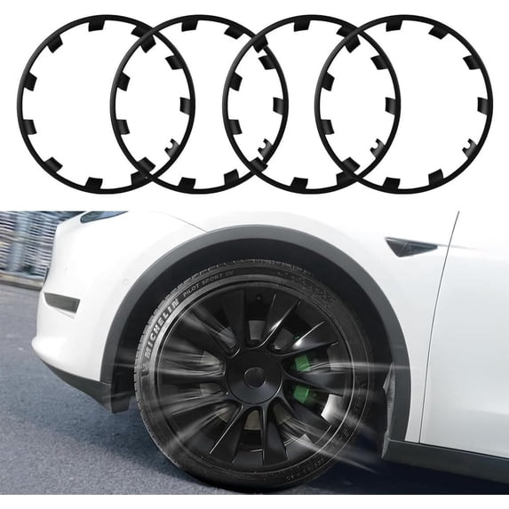 Eruseay 20 Inches Wheel Hubcap Black fits Tesla Model Y 2018-2024, 4 Pack