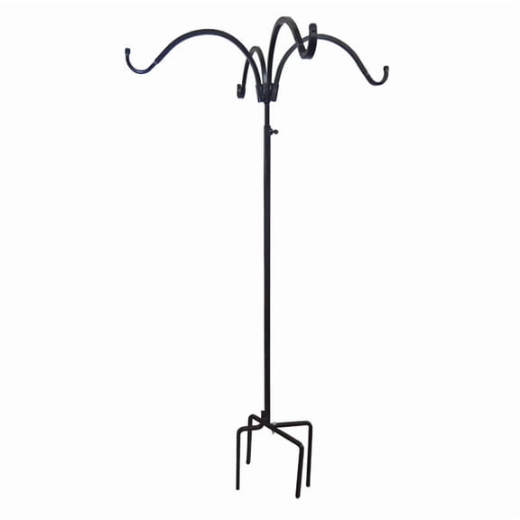 Erva Adjustable Four Hanger Shepherd Hook, Black, 4.5' to 7'