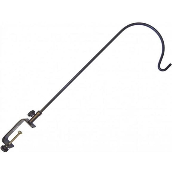 Erva Extra Large Clamp Deck Rail Hanger - Steel Swing Arm Bird Feeder & Plant Hanger for Wide Deck Rails 2 to 5.6 Inch Thick, Black Powder Coated Clamp Mount Hook for Feeders, Baskets & Décor