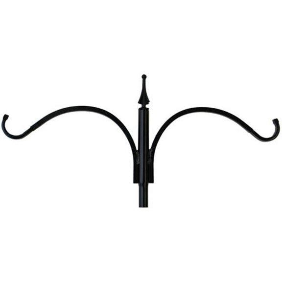 Erva FPDUO Double Arm Bird Feeder Pole Topper, Wrought Iron Dual Hanging Hanger for 1 Inch Pole, Outdoor Bird Feeder Hook Accessory for Garden Patio Deck Bird Feeding Stations