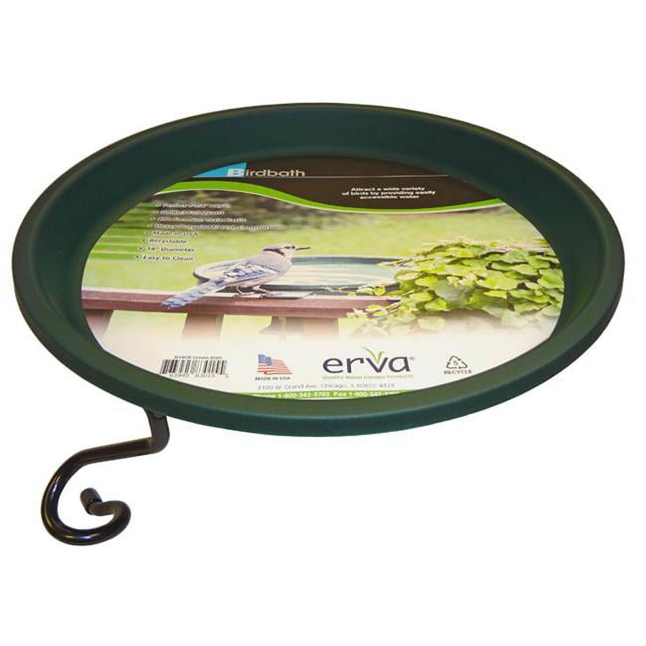 Green Plastic Bird Bath with Metal Stand