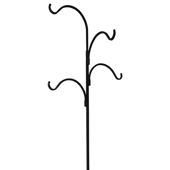 Erva Wrought Iron Four Arm Shepherd Hook, Black, 92"H