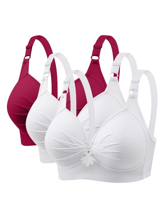 3 Pack Women Support Wireless T-Shirt Bra Plus Size Seamless Convertible Wirefree Bras Push Up Padded Full Figure Bra