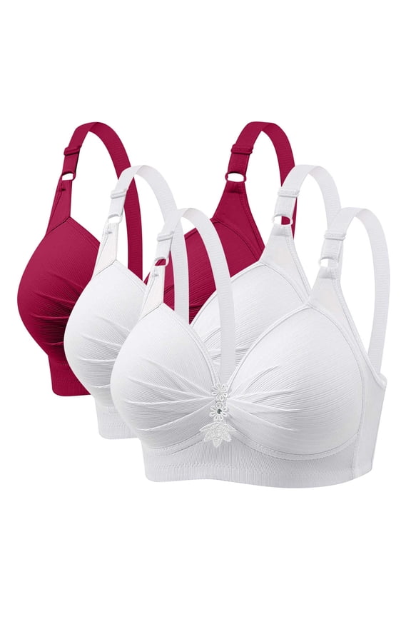 3 Pack Women Support Wireless T-Shirt Bra Plus Size Seamless Convertible Wirefree Bras Push Up Padded Full Figure Bra
