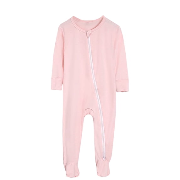 Erwazi Baby Boys Girls Romper Jumpsuits Cotton 2 Way Zipper Long Sleeve Pajama Footless Sleep and Play 3-24 Months