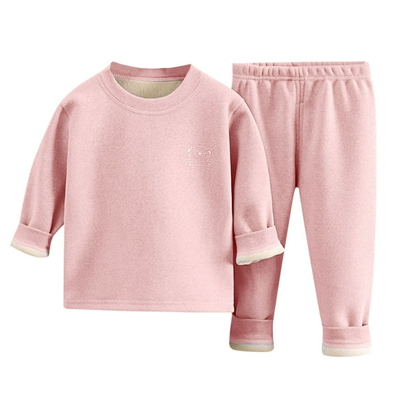Erwazi Baby Fleece Lined Clothes Outfits Toddler Boy Girl Long Sleeve Sweatshirt Tops Pants Set
