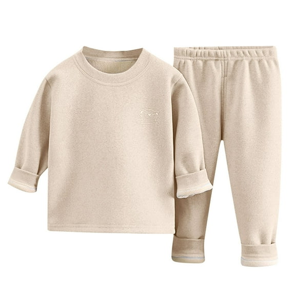 Erwazi Baby Fleece Lined Clothes Outfits Toddler Boy Girl Long Sleeve Sweatshirt Tops Pants Set