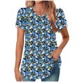 thumbnail image 1 of Erwazi Blouses for Women Dressy Casual V Neck Pleated Tunic Tops Summer Short Sleeve Shirts, 1 of 5