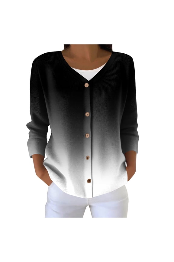 Cardigan Sweaters for Women Plus Size Fall Trendy Button Down Open Front Lightweight Cardigans Gradient Printed