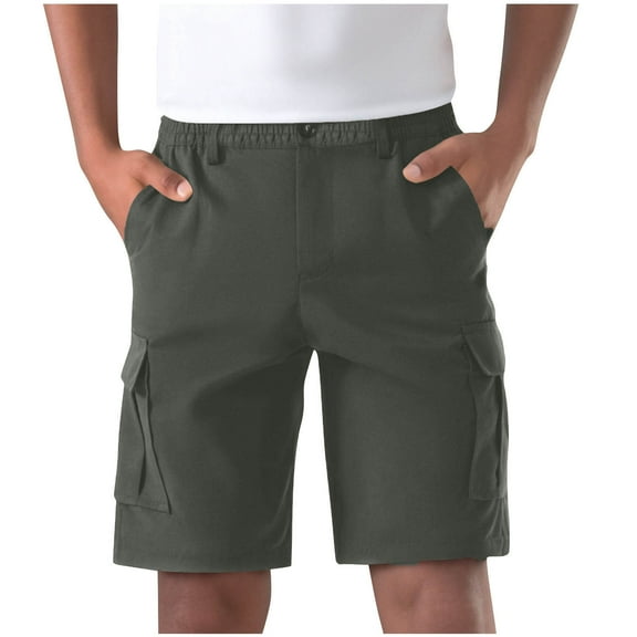 Erwazi Cargo Shorts for Men Casual Business Work Solid Color Dressy Shorts with Pockets, 3XL
