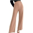 thumbnail image 1 of Erwazi Casual Pants for Women High Waisted Tummy Control Pants Wide Leg Vocation Travel Trousers, Beige, M, 1 of 8