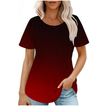 Erwazi Dressy Blouses for Women Pleated Short Sleeve Tunic Tops Casual Summer Shirts