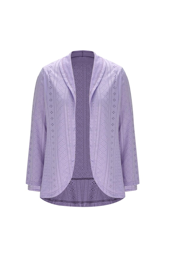 Eyelet Cardigans for Women Fall Trendy 3/4 Sleeve Open Front Lightweight Cardigan