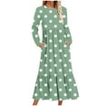 thumbnail image 1 of Erwazi Fall Flowy Dresses for Women Long Sleeve Crewneck Swing Midi Dress Casual Tiered Tshirt Dress with Pockets, 1 of 4