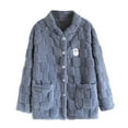 thumbnail image 1 of Erwazi Fleece Fuzzy Coats for Women Button Down Winter Warm Pajama Loungewear Tops with Pockets, 1 of 4