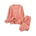 thumbnail image 1 of Erwazi Fleece Fuzzy Pajama Set For Women Pollover Solid Drawstring Hem Loungewear 2 Piece Sets, 1 of 9
