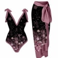 thumbnail image 1 of Erwazi High Cut One Piece Swimsuits for Women 2 Piece Tie Side Swim Warp Skirt Beach Trendy Bathing Suit Set, 1 of 5