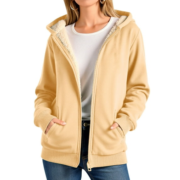 Erwazi Hoodies for Women Fleece Lined Sweatshirt Full Zip Up Winter Thick Warm Hooded Jacket with Pockets