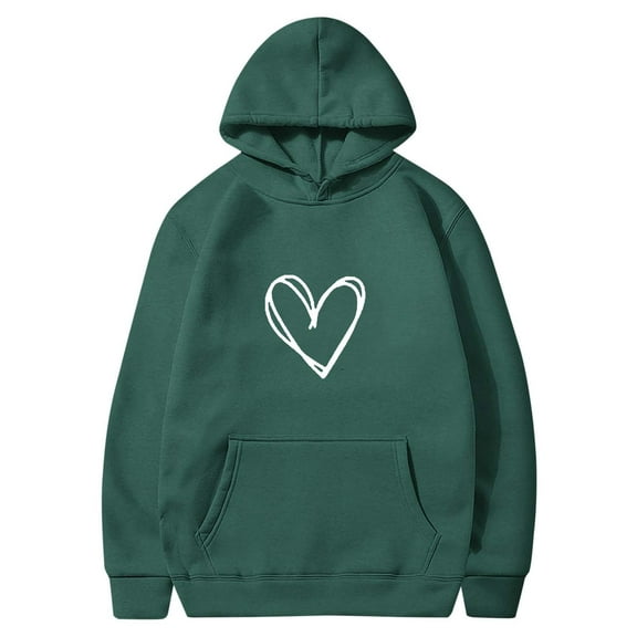 Erwazi Hoodies for Women Heart Printed Hooded Sweatshirts Long Sleeve Thin Jacket Pullover Tops
