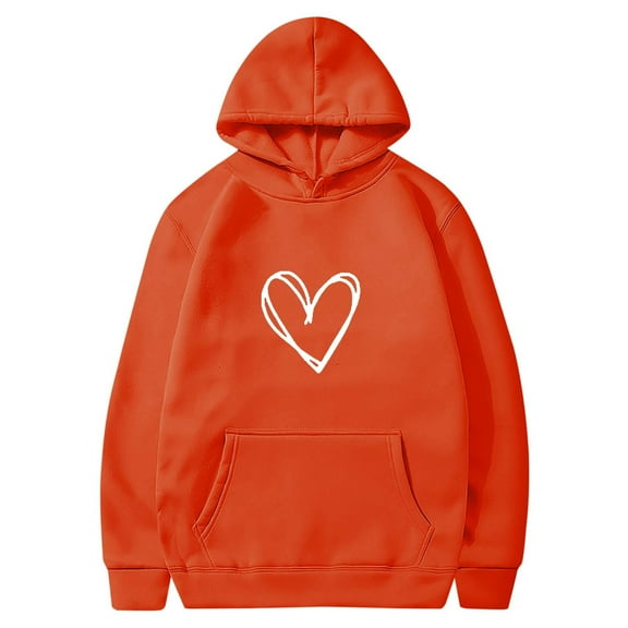 Erwazi Hoodies for Women Heart Printed Hooded Sweatshirts Long Sleeve Thin Jacket Pullover Tops