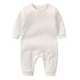 thumbnail image 1 of Erwazi Kids Baby Jumpsuit Unisex Boys Girls Long Sleeve Soft Cotton Romper Lightweight Solid Color Winter Warm Jumpsuit, White, 9-12 Months, 1 of 3