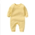 thumbnail image 1 of Erwazi Kids Baby Jumpsuit Unisex Boys Girls Long Sleeve Soft Cotton Romper Lightweight Solid Color Winter Warm Jumpsuit, Yellow, 3-6 Months, 1 of 3