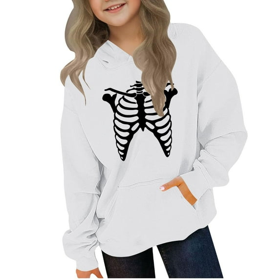 Erwazi Kids Halloween Sweatshirts with Pockets Boys Girls Festival Graphic Print Pullover Hooded Sweatshirt Size 4-14 Years