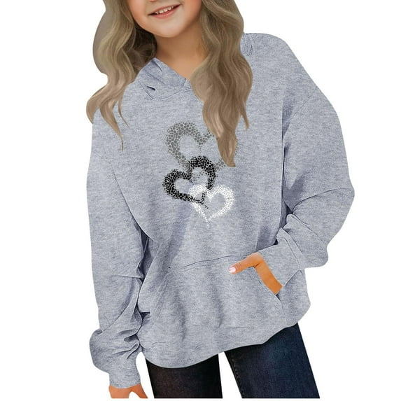 Erwazi Kids Hoodies Sweatshirts with Pockets Toddler Teen Boys Girls Graphic Print Pullover Sweatshirt Size 4-14 Years