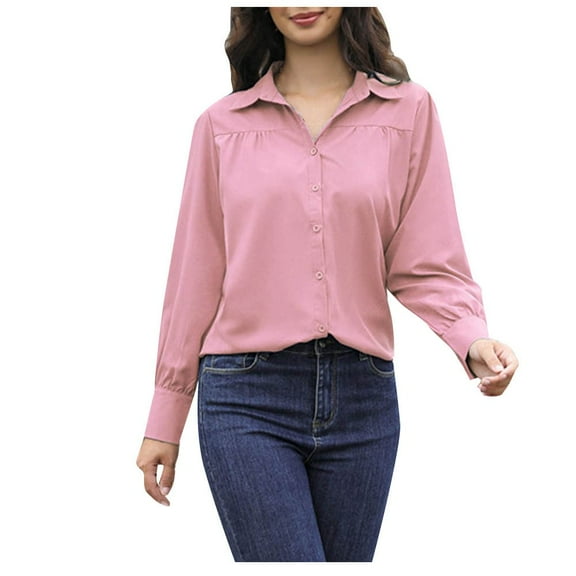 Erwazi Long Sleeve Button Down Shirts for Women Office Work Blouse Casual Slim Fit Dressy Shirt