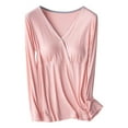 thumbnail image 1 of Erwazi Maternity Tops for Women Casual V Neck Long Sleeve Pregnancy Shirts Nursing Outfits Clothes, 1 of 4