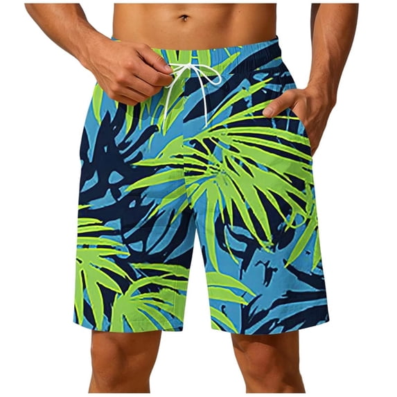 Erwazi Men's Board Shorts Quick Dry Swimming Trunks Printed Drawstring Waist Bathing Suit with Pockets