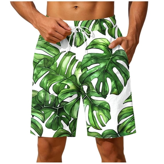 Erwazi Men's Board Shorts Quick Dry Swimming Trunks Printed Drawstring Waist Bathing Suit with Pockets