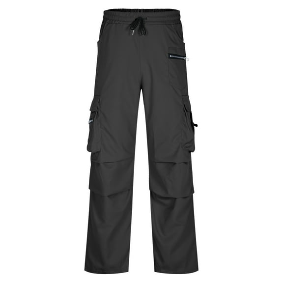 Erwazi Men's Cargo Hiking Pants Elastic Waist Drawstring Joggers Pants Straight Leg Twill Cargo Pants with Pockets