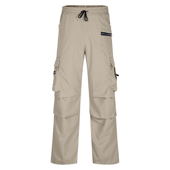 Erwazi Men's Cargo Hiking Pants Elastic Waist Drawstring Joggers Pants Straight Leg Twill Cargo Pants with Pockets