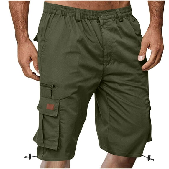 Erwazi Men's Cargo Shorts Elastic Waistband Relaxed Fit Summer Casual Drawstring Hem Work Shorts Outdoor Multi-Pocket Short