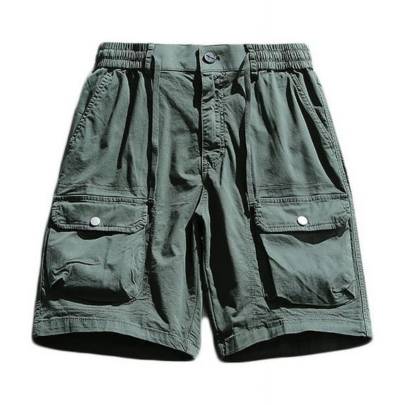 50% Off Clearance Erwazi Men's Cargo Shorts Elastic Waistband Relaxed Summer Casual Cotton Work Shorts Bermuda Outdoor Hiking Shorts